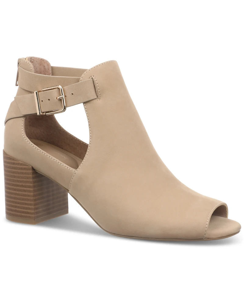 Giani Bernini Women's Gaell Leather Block Heel Peep Toe Shooties, Created for Macy's