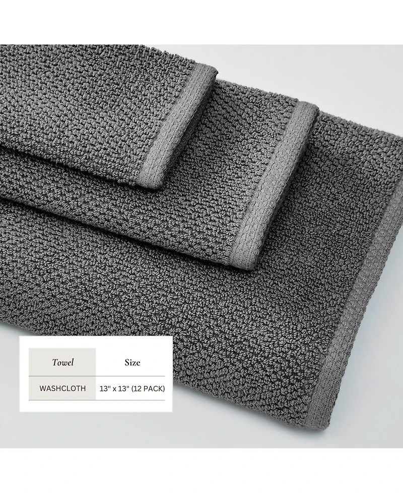 Linery & Co. Cotton Textured 12-Piece Washcloth Set