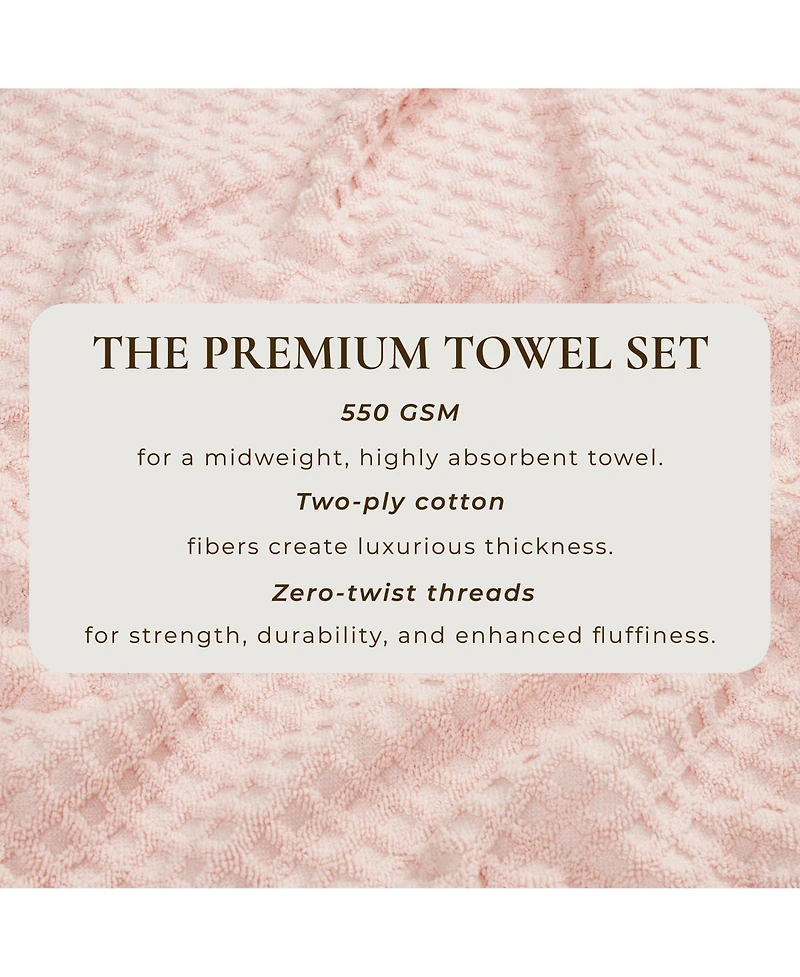 Linery & Co. Quick-Drying Cotton Diamond Waffle Textured 6-Piece Hand Towel Set