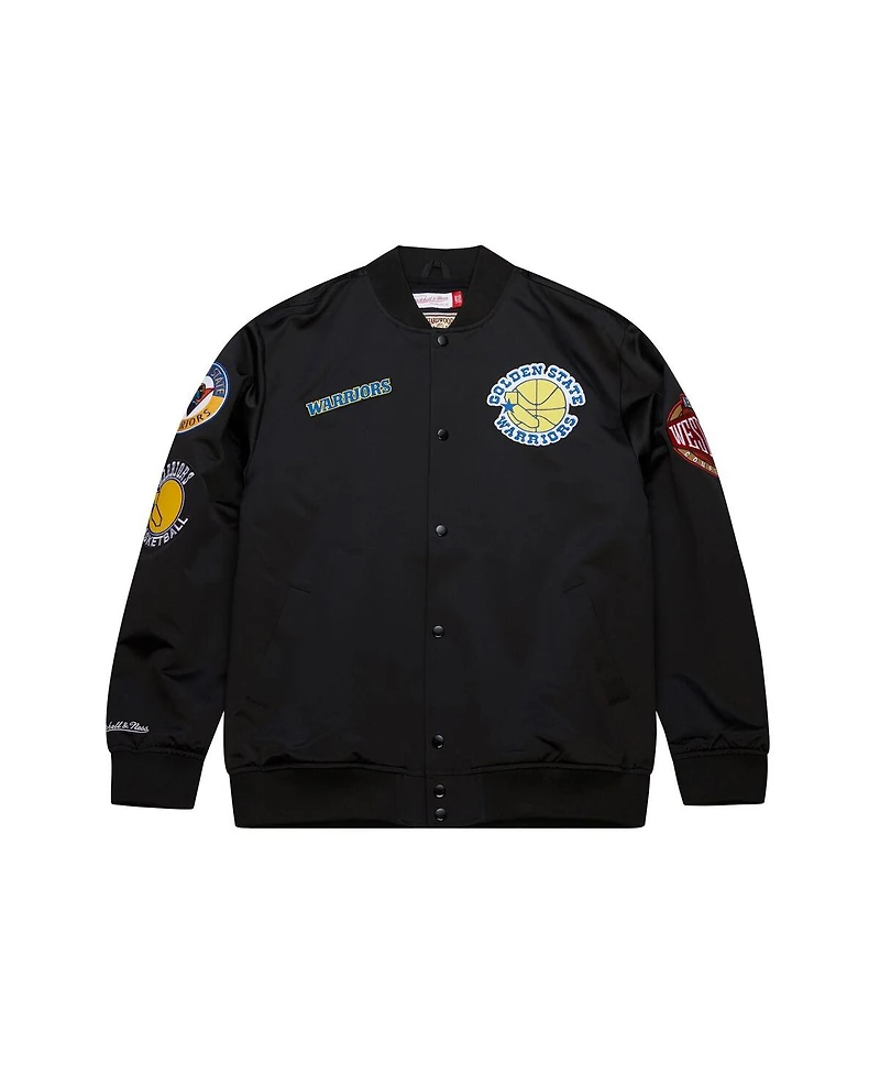 Mitchell & Ness Men's Black Golden State Warriors Blackout Collection Vintage Full-Snap Satin Jacket