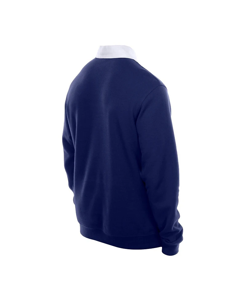 New Era Men's Dark Blue Los Angeles Dodgers Throwback Prep Color Block Rugby Polo Shirt