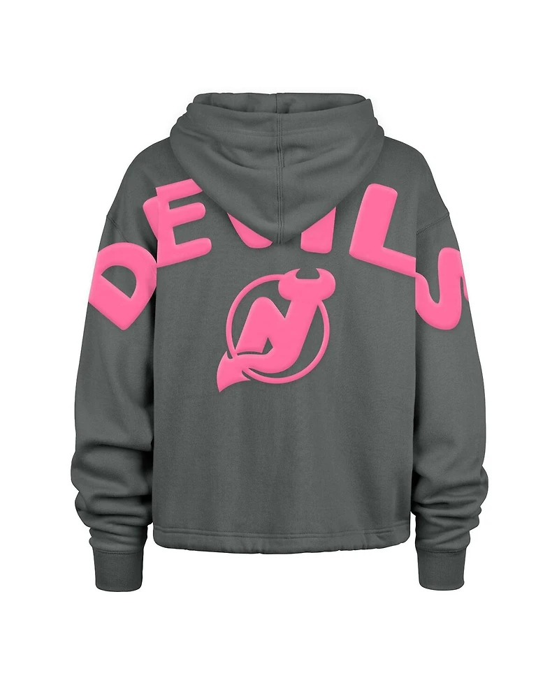 '47 Brand Women's Gray New Jersey Devils Bright Side Venice Cropped Pullover Hoodie