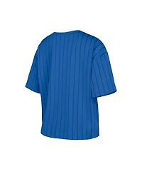 New Era Women's Blue Detroit Tigers City Connect Multiplier Pinstripe Cropped T-Shirt