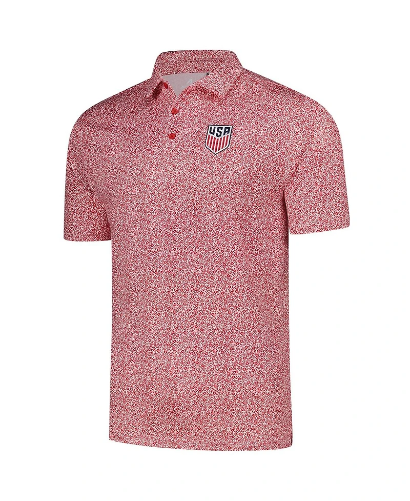 Antigua Men's Red Usmnt Field Ditsy Polo Shirt
