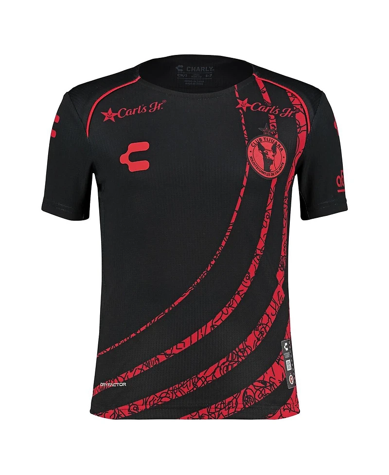 Charly Big Boys and Girls Black/Red Club Tijuana 2024/25 Home Authentic Jersey