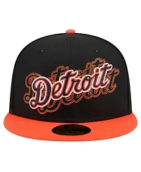 New Era Men's Black Detroit Tigers Shadow Stitch 59FIFTY Hat