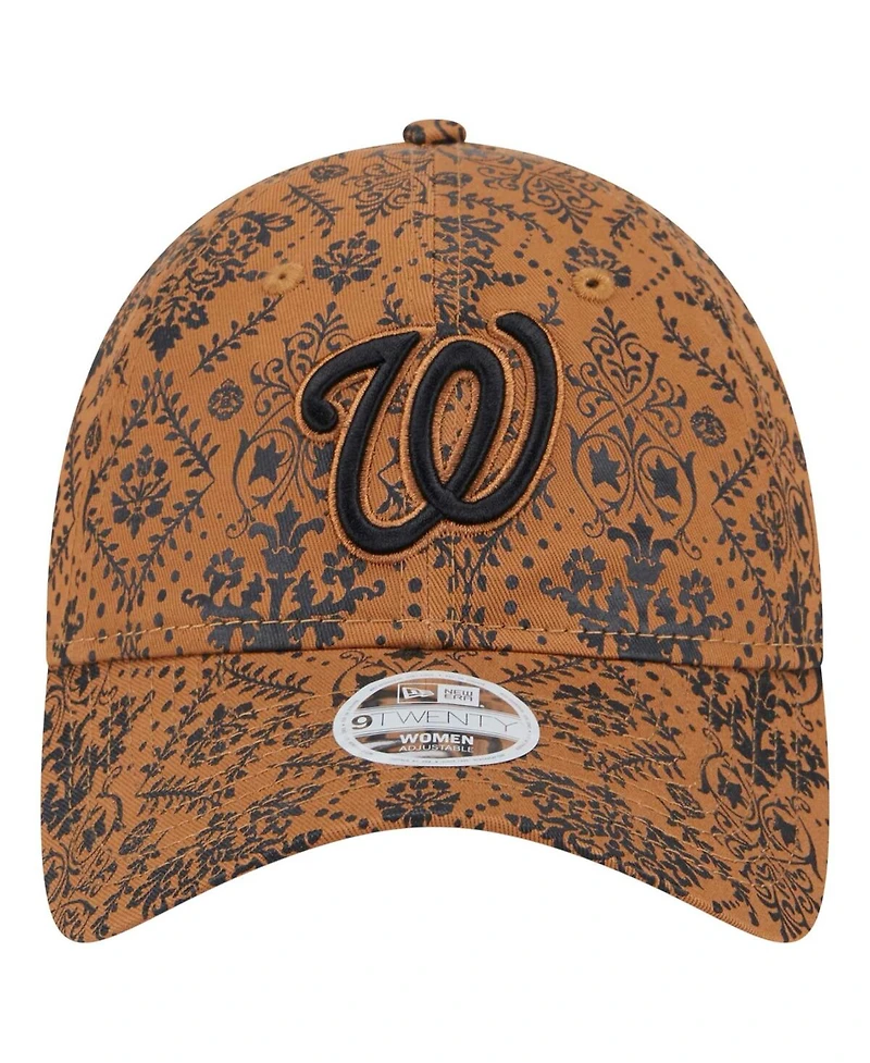 New Era Women's Brown Washington Nationals Vintage Deco 9TWENTY Adjustable Hat