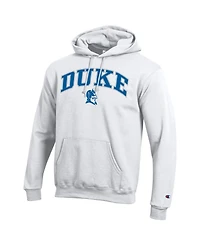 Champion Men's White Duke Blue Devils Arch Over Logo Pullover Hoodie