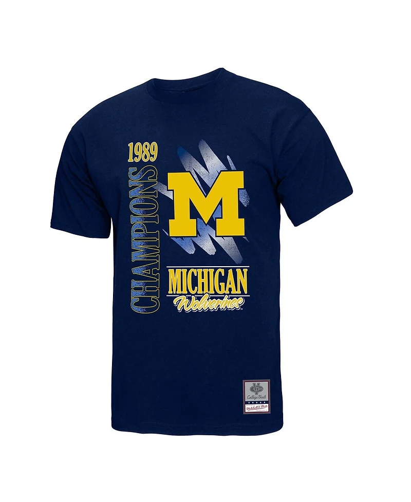 Mitchell & Ness Men's Navy Michigan Wolverines Retro Brush Mineral Wash T-Shirt