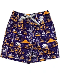 Wes & Willy Big Boys and Girls Purple Lsu Tigers Luau Swim Trunks