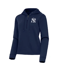 Antigua Women's Navy New York Yankees Contemporary Quarter-Zip Hoodie