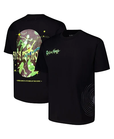 Freeze Max Men's Black Rick And Morty Art Science Loose Fit T-Shirt