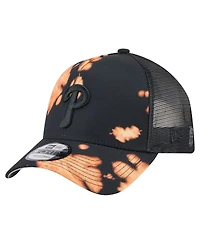 New Era Men's Black Philadelphia Phillies Bleached A-Frame 9FORTY Adjustable Hat