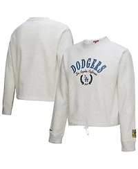 Mitchell & Ness Women's Heather Gray Los Angeles Dodgers Cropped Toggle Pullover Sweatshirt