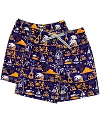 Wes & Willy Big Boys and Girls Purple Lsu Tigers Luau Swim Trunks