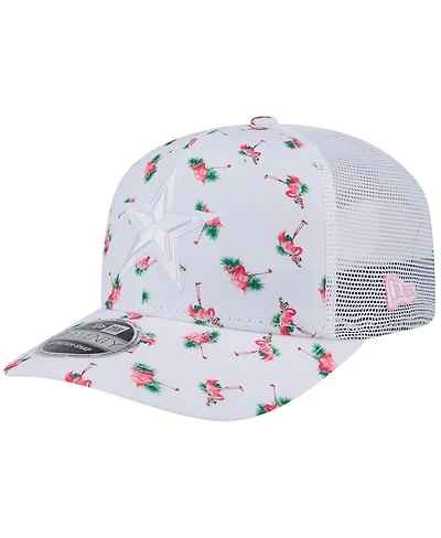 New Era Men's White Dallas Cowboys Adventure Flamingo Pattern 9SEVENTY Stretch-Snap Hat