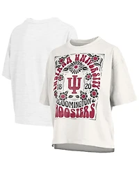 Pressbox Women's White Indiana Hoosiers Harmony Oversized T-Shirt