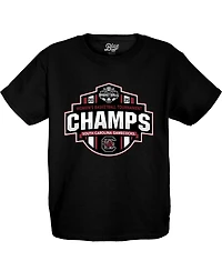 Blue 84 Big Boys and Girls Black South Carolina Gamecocks 2025 Sec Women's Basketball Conference Tournament Champions Locker Room T-Shirt