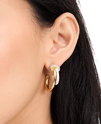 kate spade new york Gold-Tone Medium Pave Knot Layered Hoop Earrings, 1.12"