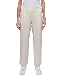 Dkny Jeans Petite Chambray Smocked-Waist Wide-Leg Pants