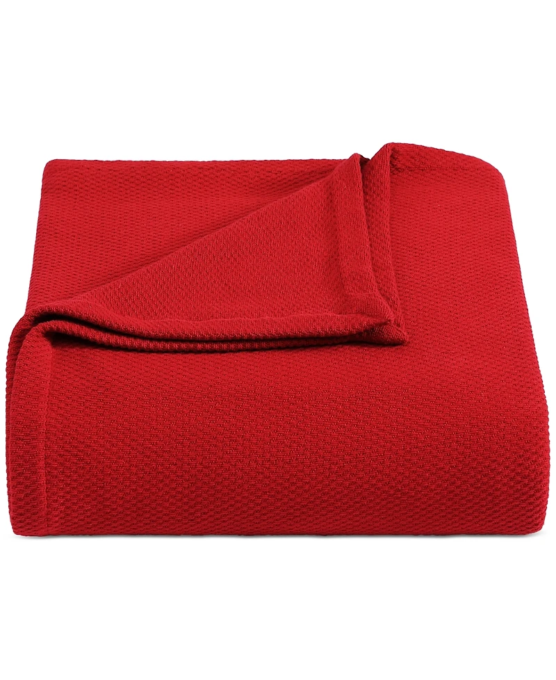 Tommy Hilfiger Solid Cotton Pique Blanket