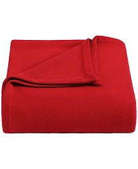 Tommy Hilfiger Solid Cotton Pique Blanket