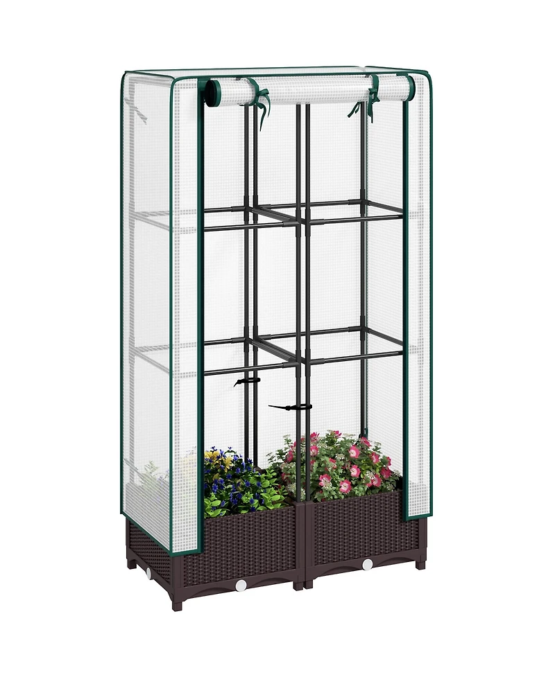 Outsunny Raised Flower Bed with Trellis, 31.5" x 15.7" x 48.8",