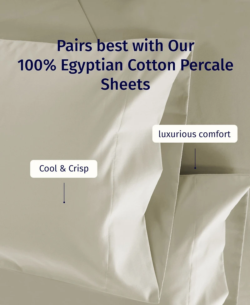 Luxury 100% Egyptian Cotton Standard Pillow Cases Set of 2 - Classic Percale, Soft & Breathable, Fits Queen Pillows