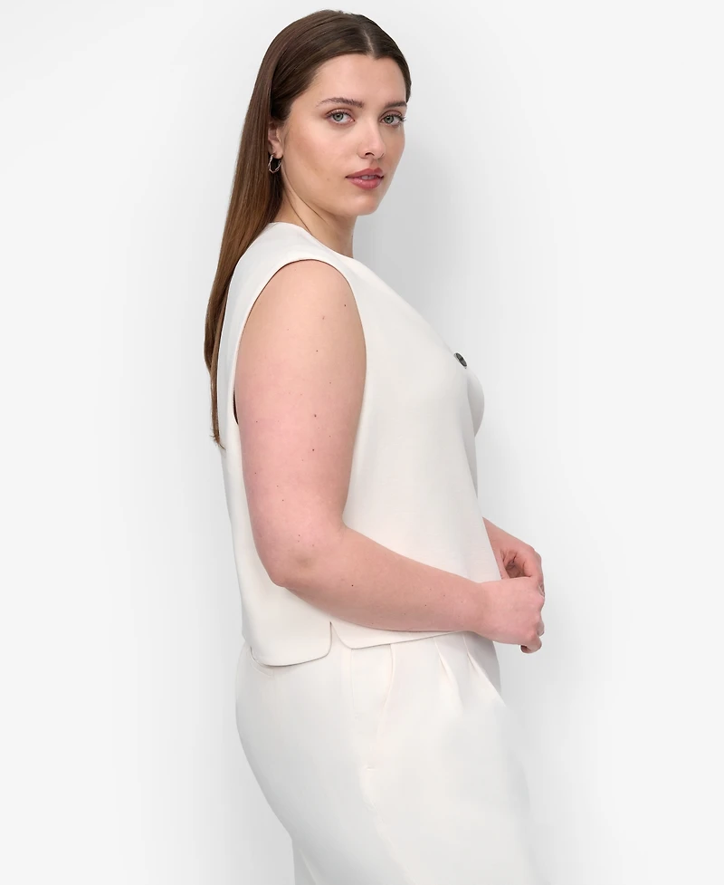 Dkny Plus Aero Crepe Button-Front Vest