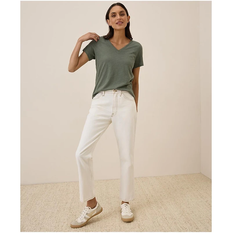 Pact Women's Organic Cotton Featherweight Slub V-Neck Tee