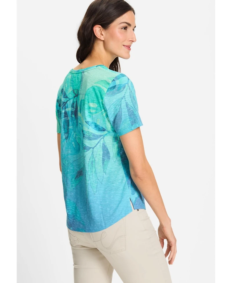 Olsen Women's Panneaux Leaf Print T-Shirt