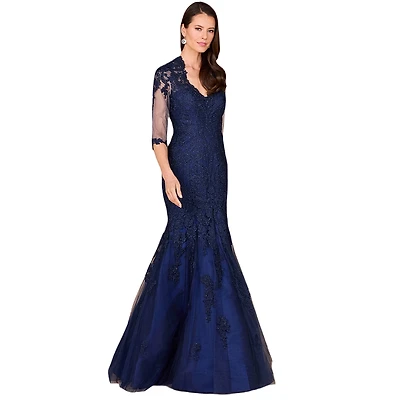 Lara Women's Long Sleeve, Mermaid Lace Gown