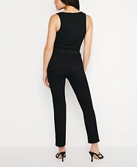 Good American Women's Never Fade Straight Jeans