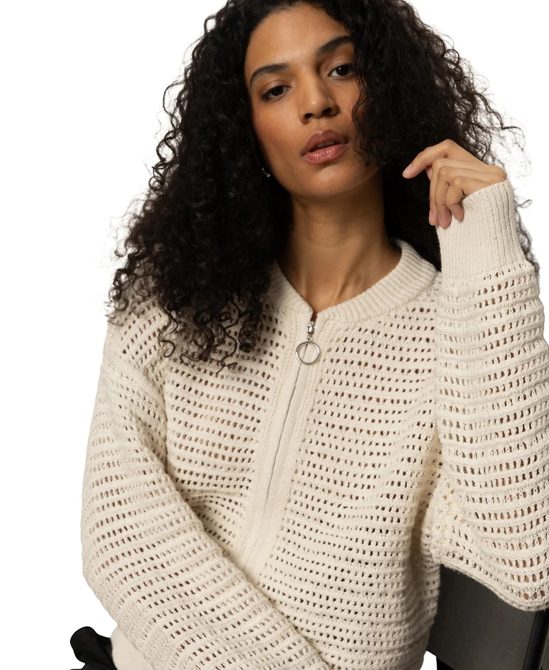 Sanctuary Women's Cotton Open-Knit Bomber Jacket