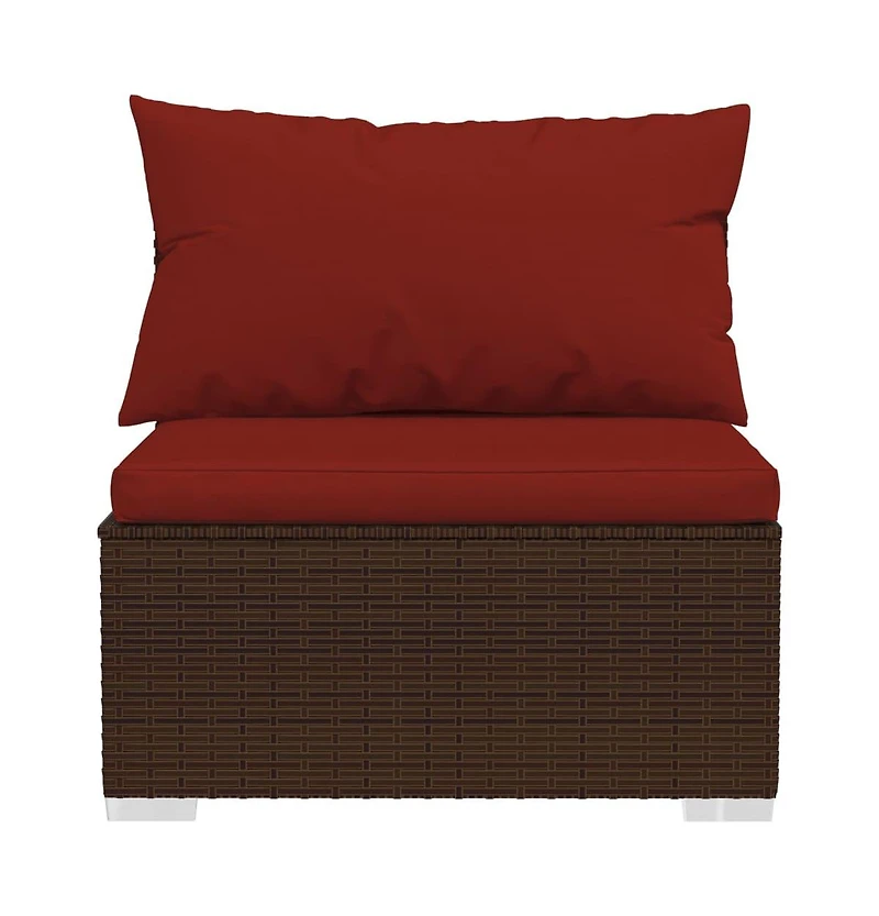 Wicker Patio Furniture 3 Piece with Cushions Brown Poly Rattan