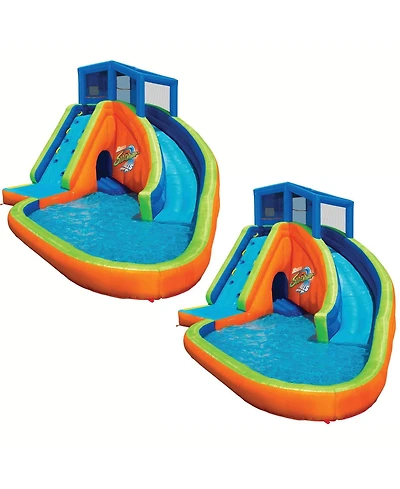 Banzai Falls Inflatable Water Park Kiddie Pool with Slides & Cannons (2 Pack)