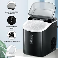 Zafro Nugget Ice Maker Countertop with Handle, 35Lbs/24Hrs,7 Mins Fast Making, Stainless Steel Pellet Basket/Ice Scoop for Home