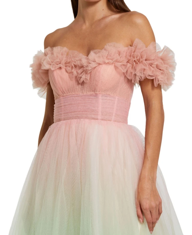 Mac Duggal Women's Off The Shoulder Ombre Tulle Ballgown