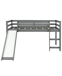 Space-Saving Low Loft Bed with Slide – Playful and Functional