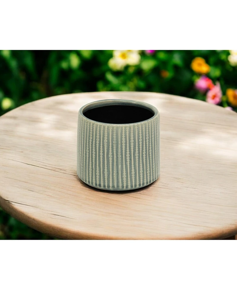 Striped Ceramic Round Planter – Versatile Pot for Indoor & Outdoor Spaces