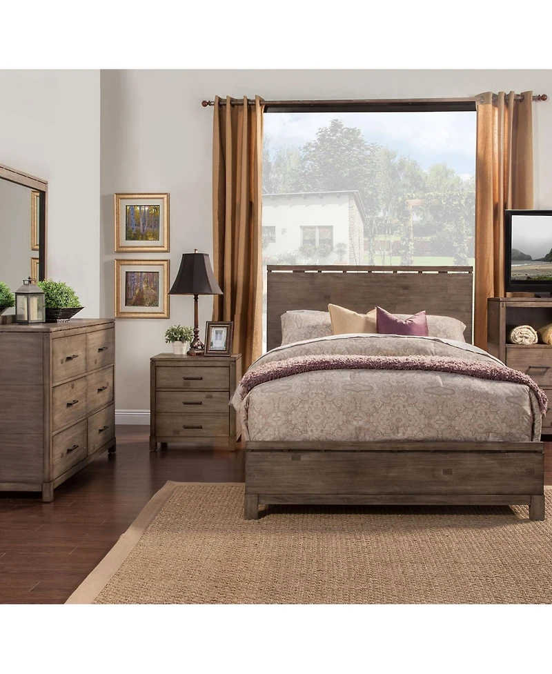 Rustic Weathered Wood Nightstand with Two Drawers for Bedside Essentials