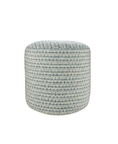 Round Geometric Polyester Pouf Ottoman for Indoor and Outdoor Seating
