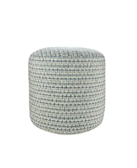 Round Geometric Polyester Pouf Ottoman for Indoor and Outdoor Seating