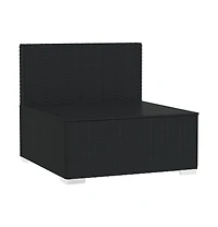 3 Seat Patio Sofa with Cushions Black Poly Rattan