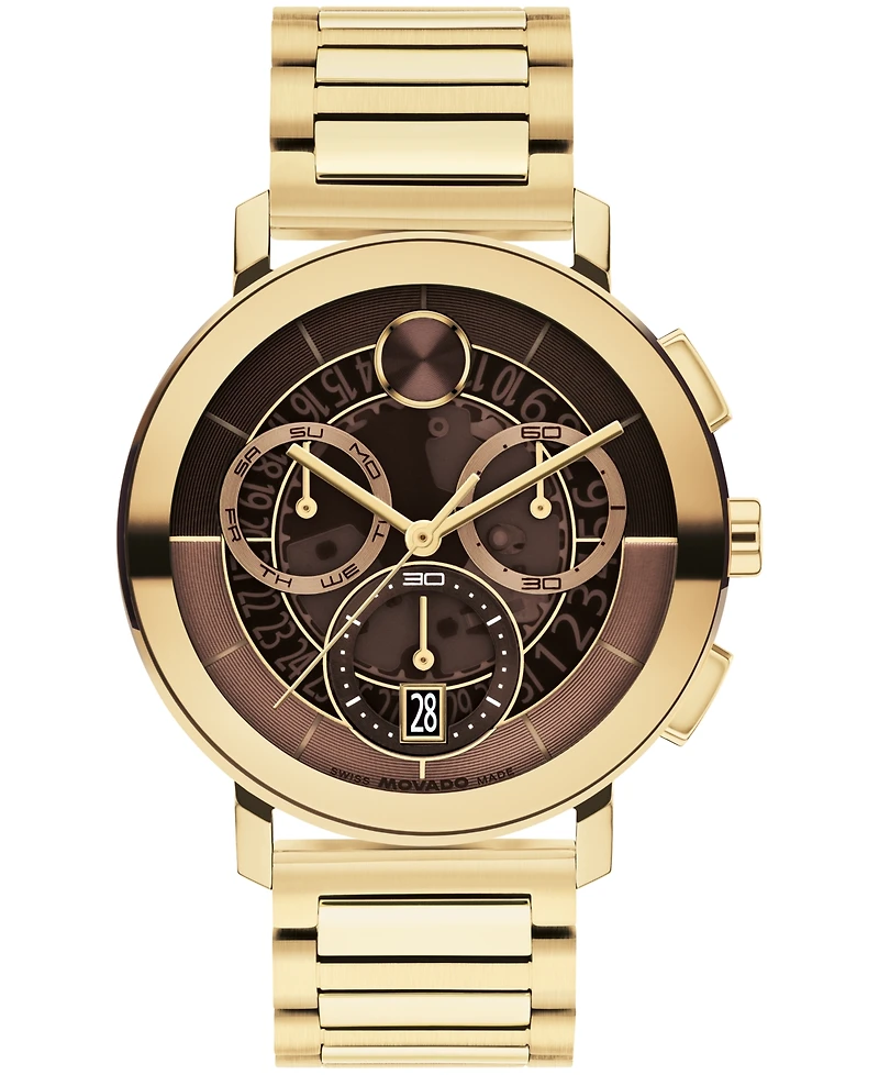 Movado Men's Bold Evolution 2.0 Swiss Quartz Chrono Ionic Plated Light Gold Steel Watch, 42mm