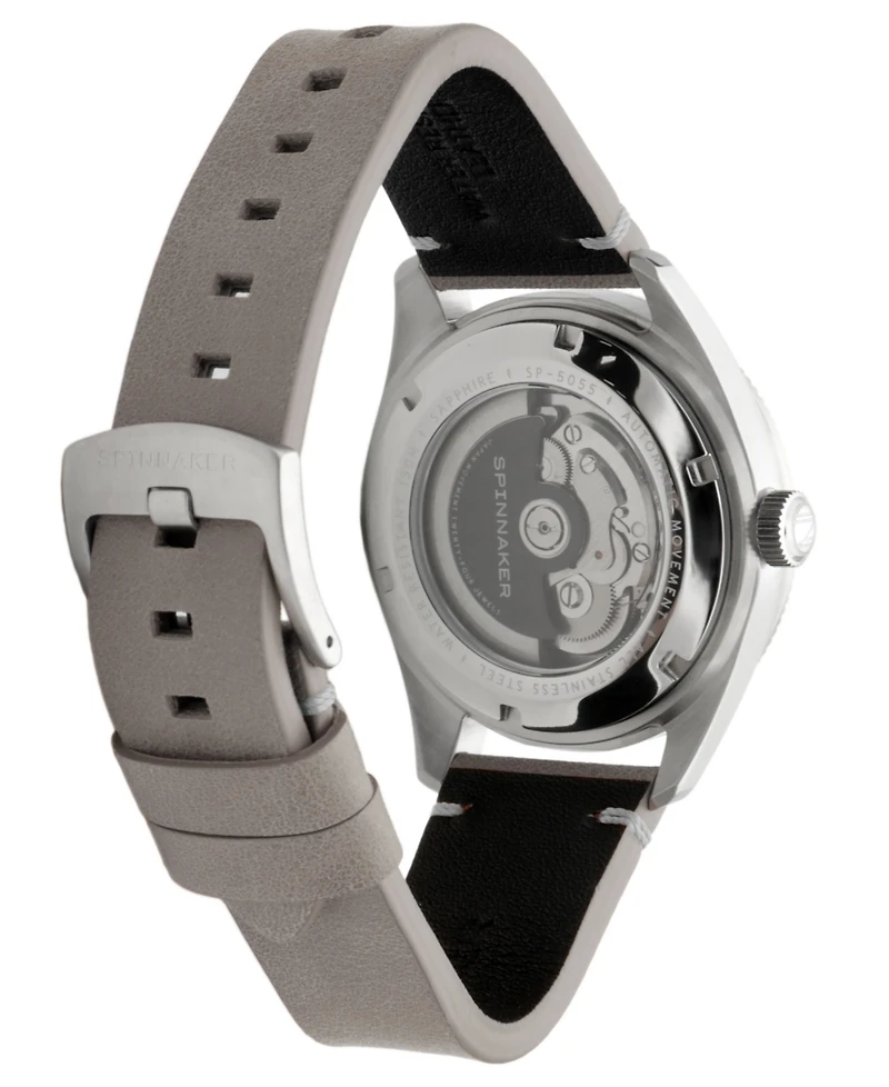 Spinnaker Men's Fleuss Automatic Gray Leather Strap Watch, 43mm