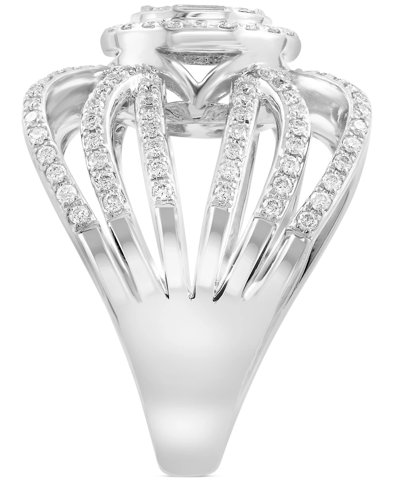 Effy Diamond Round & Baguette Openwork Statement Ring (3/4 ct. t.w.) in 14k White Gold