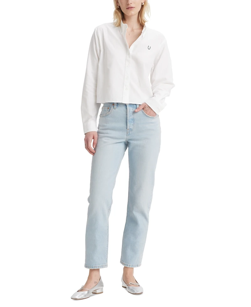 Levi's 501 Cropped Straight-Leg High Rise Jeans