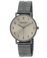London Fog Unisex Baldwin Black Link Alloy Watch, 37mm