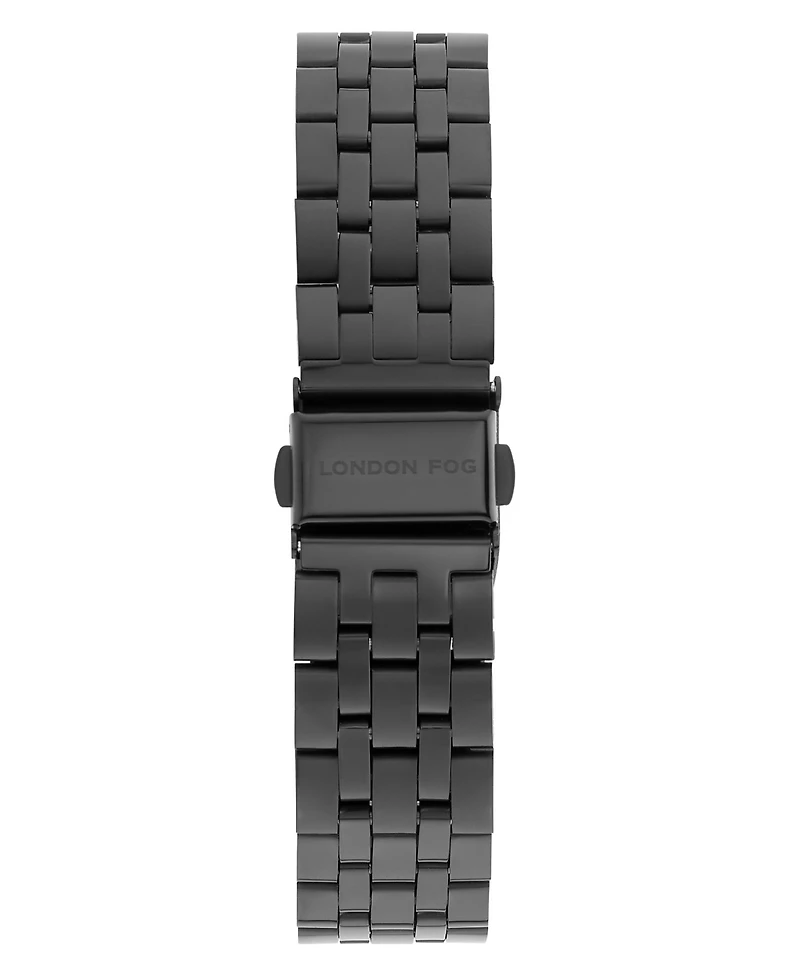 London Fog Unisex Keltic Cushion Case Black Link Alloy Watch, 38mm